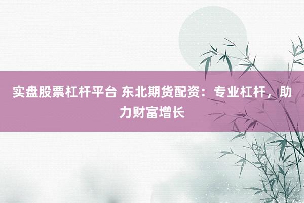 实盘股票杠杆平台 东北期货配资：专业杠杆，助力财富增长