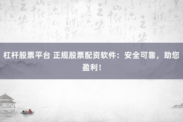 杠杆股票平台 正规股票配资软件：安全可靠，助您盈利！