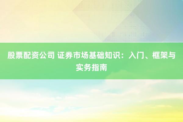 股票配资公司 证券市场基础知识：入门、框架与实务指南