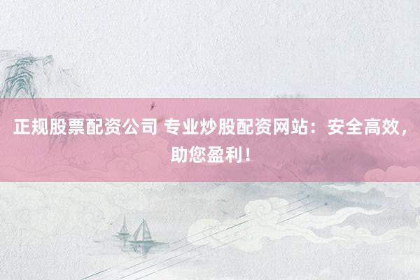 正规股票配资公司 专业炒股配资网站：安全高效，助您盈利！