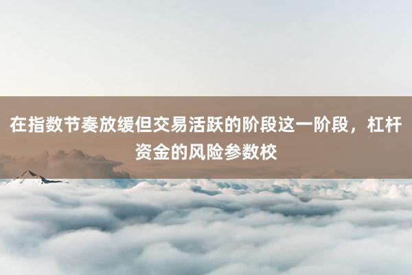 在指数节奏放缓但交易活跃的阶段这一阶段，杠杆资金的风险参数校