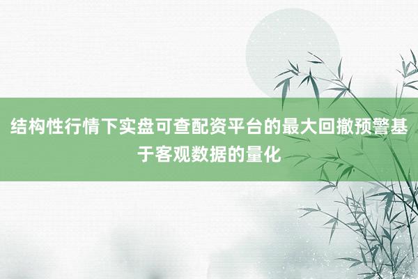结构性行情下实盘可查配资平台的最大回撤预警基于客观数据的量化
